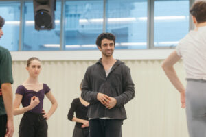 Davide Occhipinti choreographing a new work on level 8 San Francisco Ballet School Students