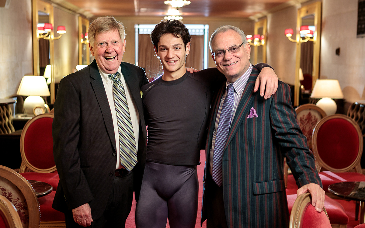 Tom Taffel and Bill Repp, two Ballet legacy members, and dancer Angelo Greco. (© Chris Hardy)