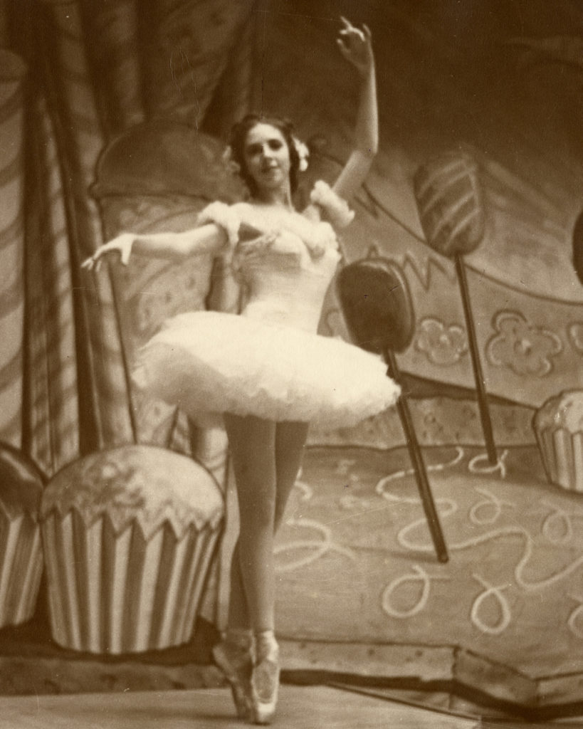 Celina Cummings as the Rose from Waltz of the Flowers in Willam Christensen's "Nutcracker," 1944.